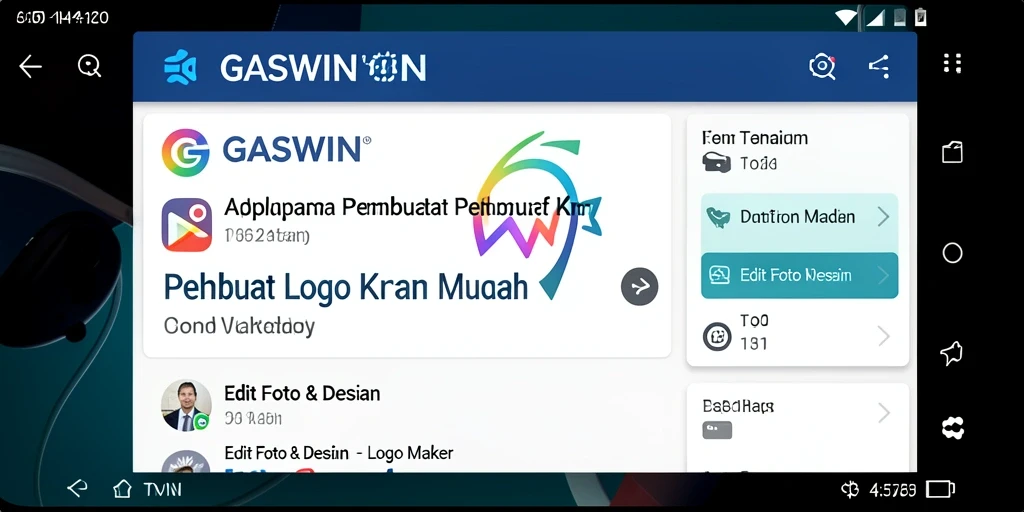 Tampilan antarmuka GASWIN yang ramah pengguna untuk pembuatan logo.