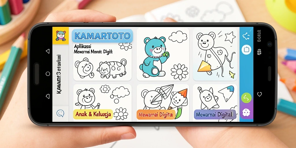 Tampilan antarmuka aplikasi KAMARTOTO untuk mewarnai digital.