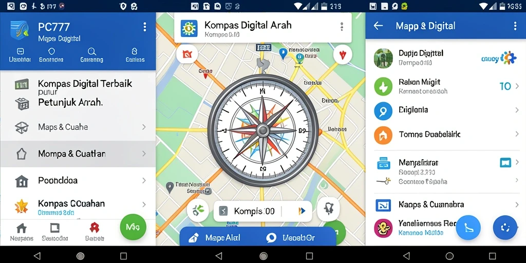 Tampilan antarmuka kompas digital PC777 yang mudah digunakan.