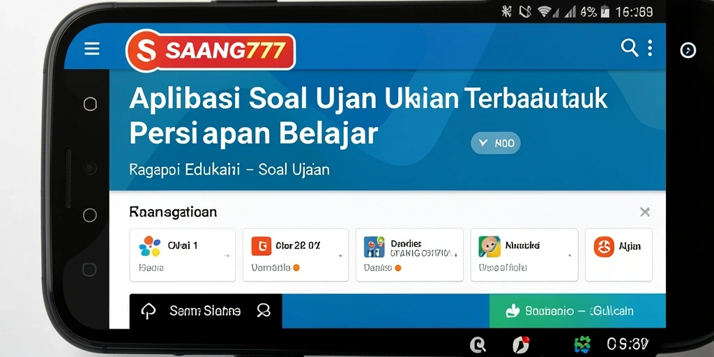 Tampilan antarmuka aplikasi SARANG777 untuk soal ujian yang interaktif.
