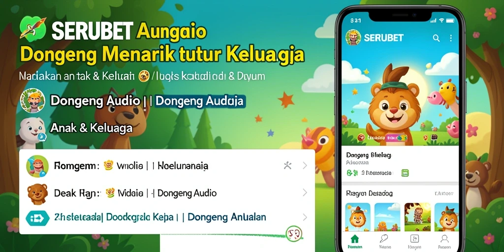 Antarmuka aplikasi SERUBET yang menarik untuk dongeng audio.
