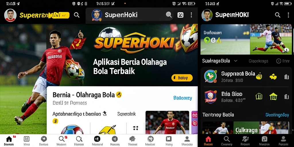 Tampilan antarmuka utama aplikasi SUPERHOKI untuk berita Olahraga Bola.