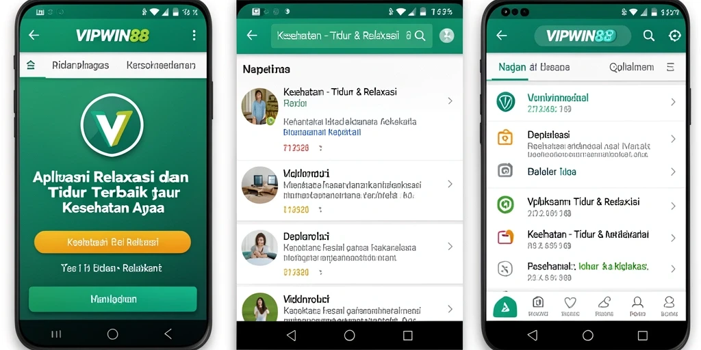 Tampilan antarmuka VIPWIN88 yang menampilkan fitur tidur dan relaksasi.