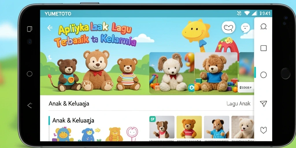 Tampilan antarmuka YUMETOTO yang ceria dan ramah anak.